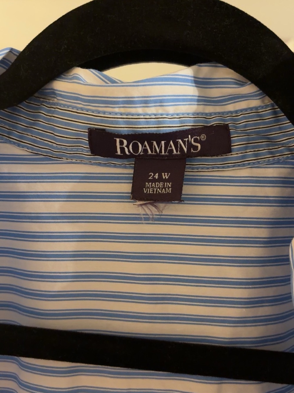 Roaman's Blue and White Striped Button-Down Shirt